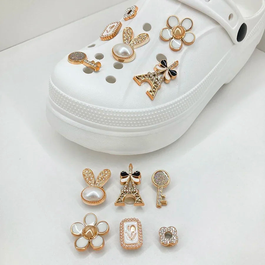 14PCS Shoe Charms Rhinestone Pearl Decorations DIY Detachable Pins for Crocs Clogs Sandals Sneakers Jewelry Accessories
