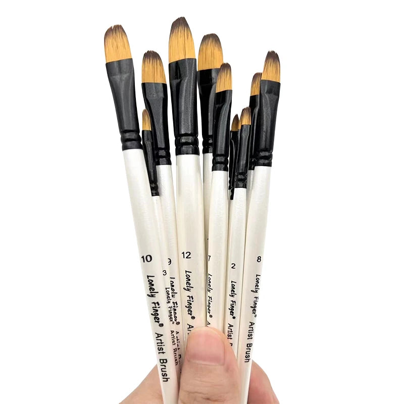 12 Pcs/set Nylon Hair Wooden Handle Watercolor Paint Brush Pen Set Learning DIY Oil Acrylic Painting Art Paint Brushes Supplies