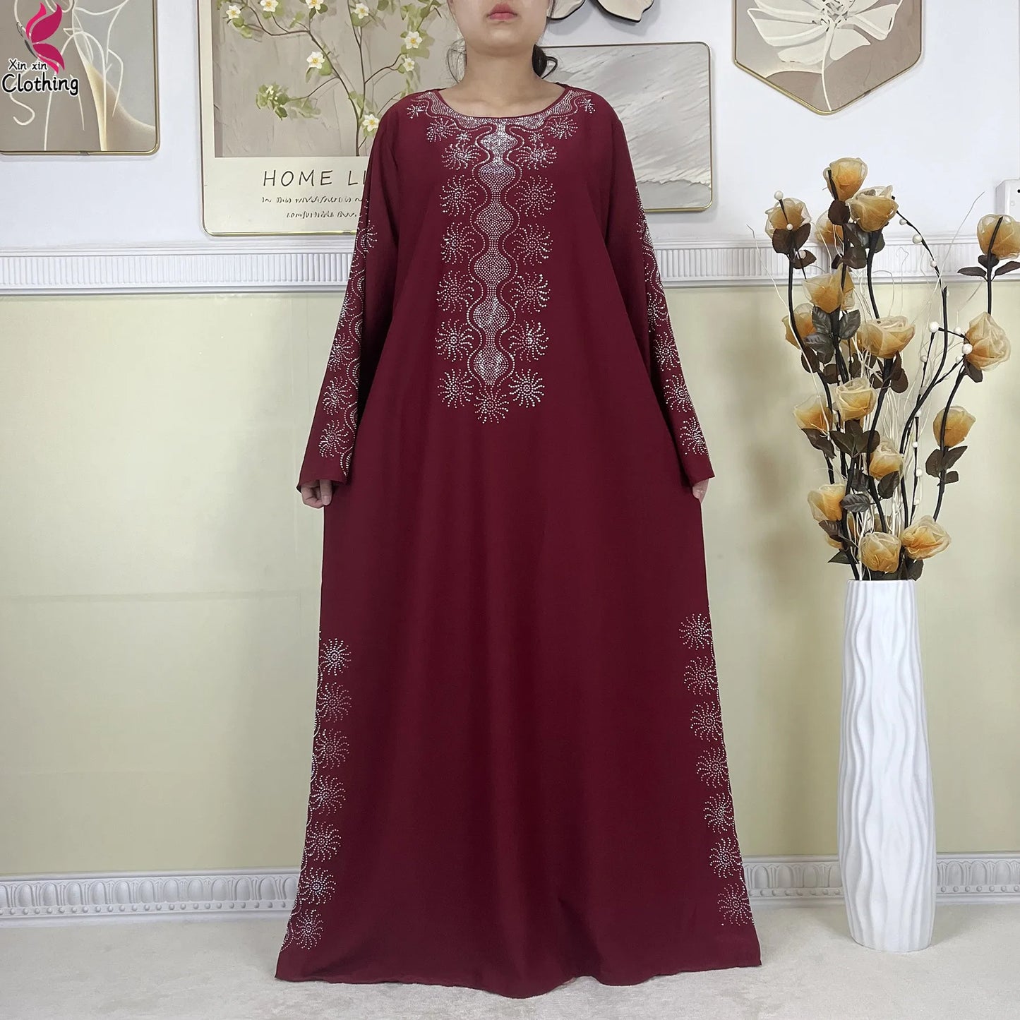 2025New High-Quality Dubai Muslim Abaya for Women Dress Islamic Turkey Femme Clothing Long Sleeve Loose African Dress With Scarf