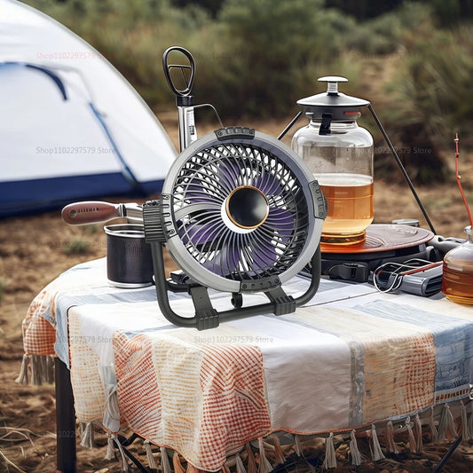 20000mah 6 1 camping fan outdoor ceiling fan with 4 speed charging desktop air circulator LED light power travel camping