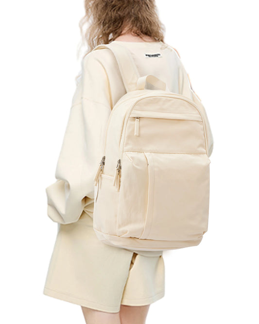 Schoolbag, female college student commuter backpack, computer backpack, college style, super cute, good-looking，beige