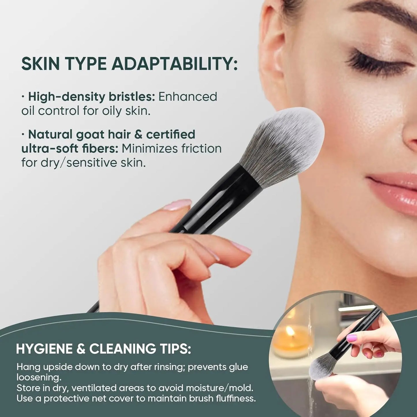 Precision Powder Makeup Brushes Black #59 Setting Make up Brush Blush Bronzer Round head Face cosmetic tools soft