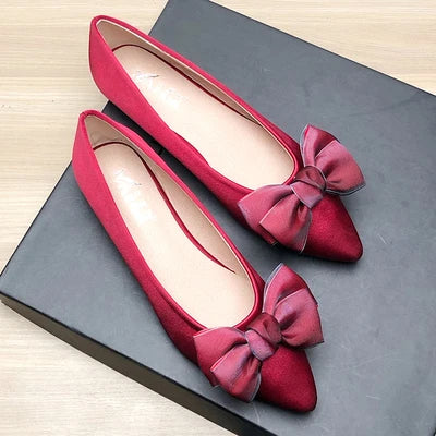 Shoes for Women Flat Heels Pointed Flat Shoes Black Flats for Women Dressy Comfort Silk Bow Size 33-43 Nice Quality Basic Shoes