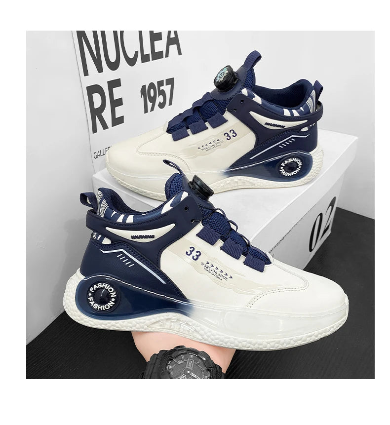 Mens Sneakers with Rotating Buckle Comfy Non Slip Lace up Durable Shoes for Mens Outdoor Activities - Belvar