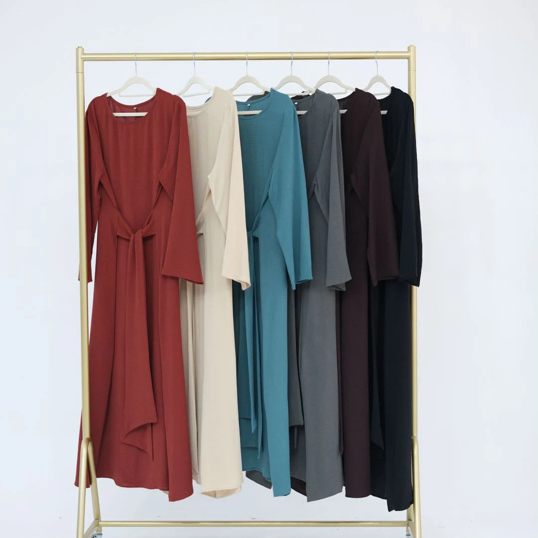 Uni Elegant Ramadan Muslim Modest Dress For Women Eid Arabic Turkey Kaftan Dresses femme Plain Abaya Dubai Islamic Clothing