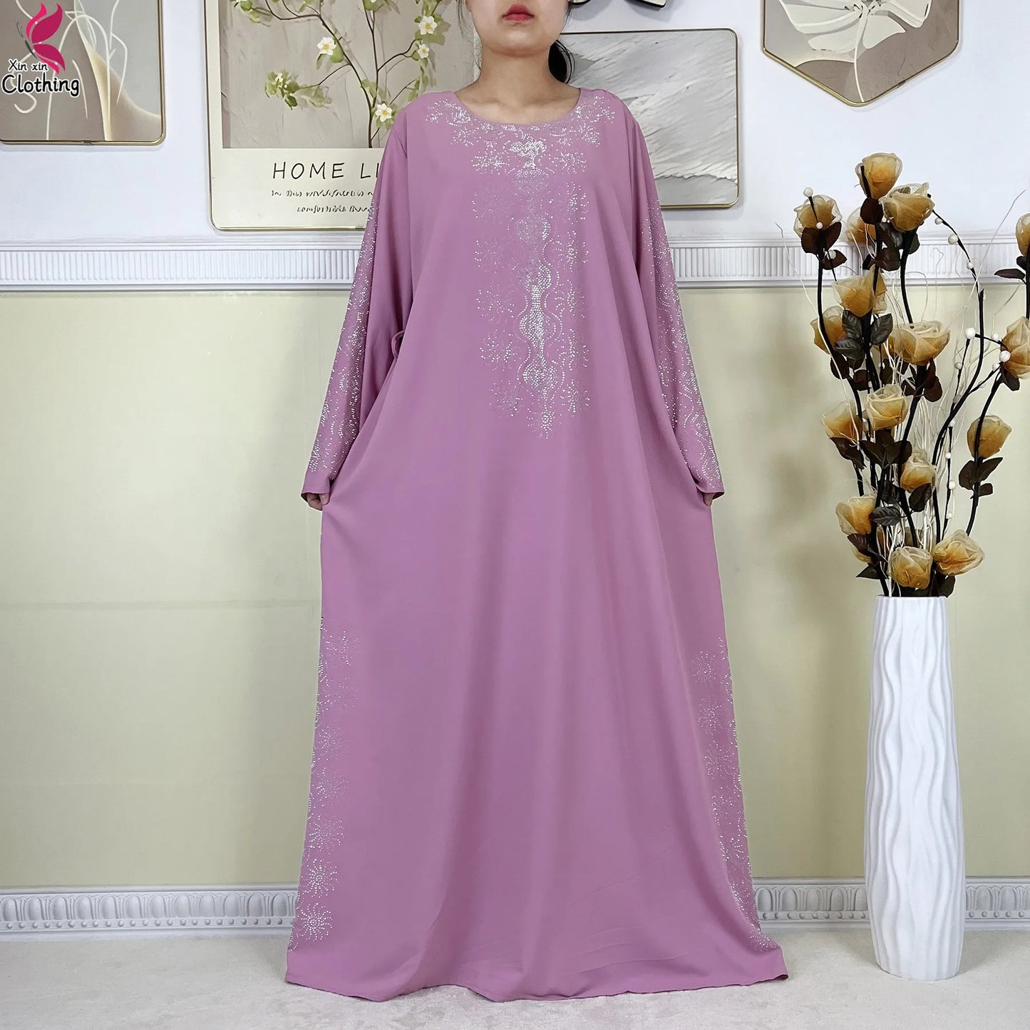 2025New High-Quality Dubai Muslim Abaya for Women Dress Islamic Turkey Femme Clothing Long Sleeve Loose African Dress With Scarf