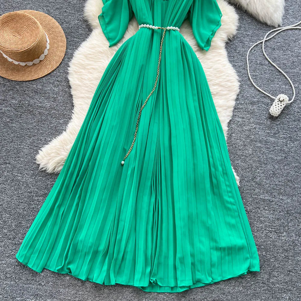 Women Dress Long Dresses Gown Party Night A Line Vestidos Round Neck Ruffles Sleeve Elegant Splice Y2k Streetwear Slim Fit