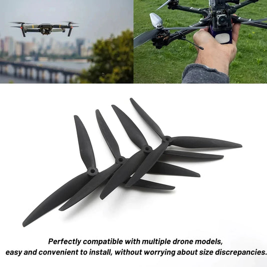 2pcs  10X5X3 9X5X3 10X4.5X3 1050 1045 9050 10inch 9inch 3 blades Black Carbon Reinforced Nylon Propeller for Rc FPV Drone