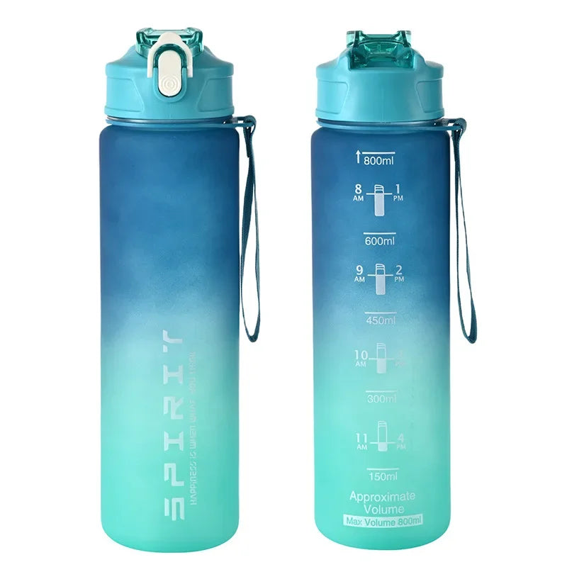 1PCS 800ML Large Capacity Sports Water Bottle Motivational Leak Proof Portable Reusable Plastic Cups Outdoor Travel Gym Jugs