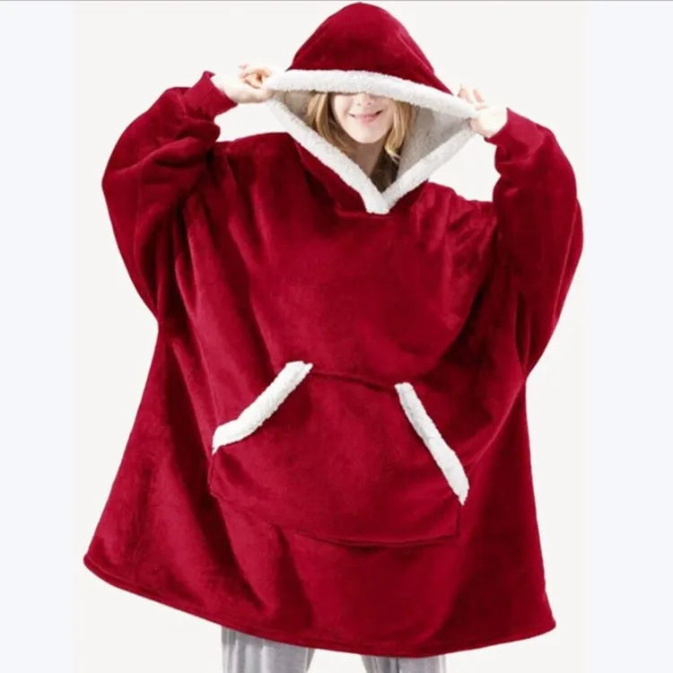 Pullover Fleece Pajamas Women's Padded and Thickened Home Cold-proof Robe Women's Couples Clothing Sweater Fleece Warm Clothes
