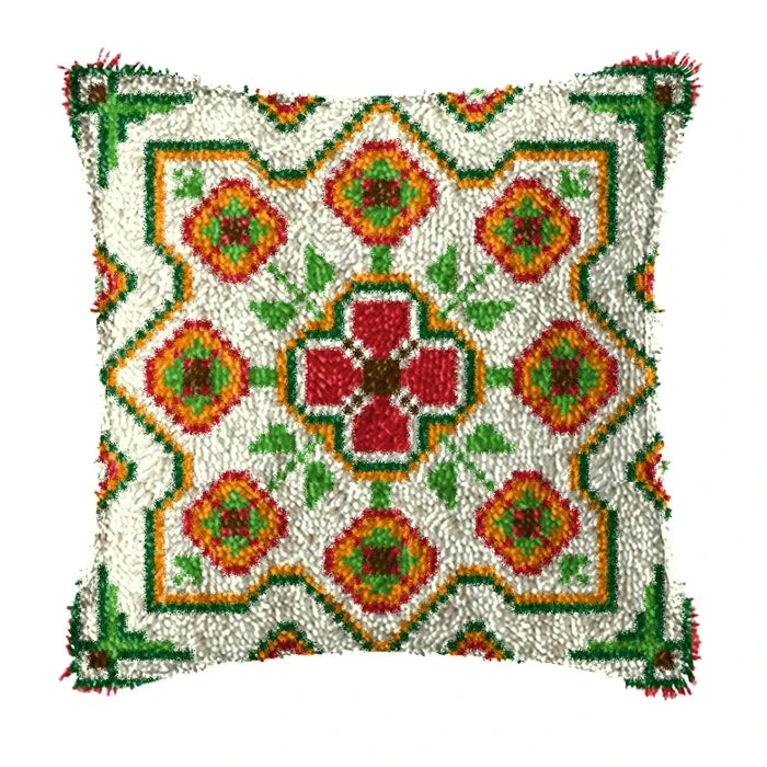 Smyrna Flower Latch Hook Kit Mats Cushion Pillow DIY Crafts Simple Cushion Embroidery Latch Hook Rug Needlework Button Packages