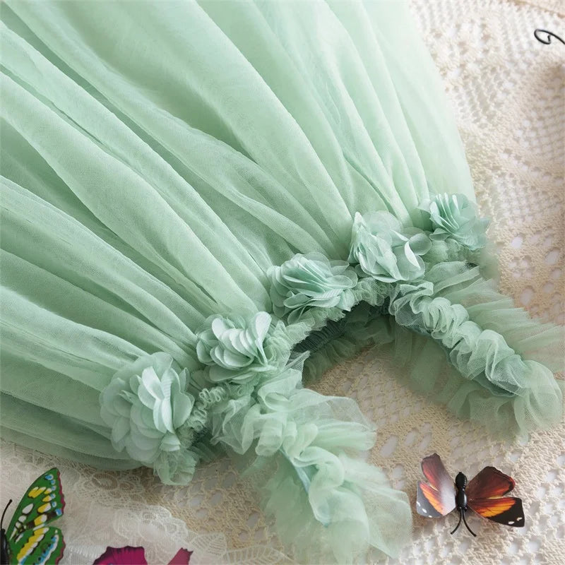 Toddler Girls Princess Dress Children Rainbow Sleeveless Tulle Dress Summer New Baby Birthday Party Vestido Sweet Casual Clothes