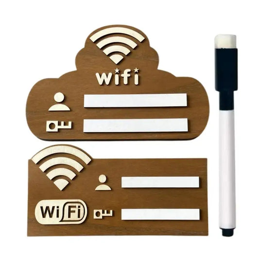 Wooden WiFi Board for Guests with Marker Pen for Public Places Shops Handwriting Account and Password Wifi Notice Board Signs