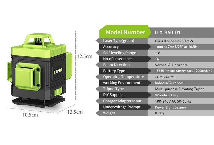 16-Line Laser Line Green Level Green Line Auto Level 360 Horizontal and Vertical Ultra Powerful Laser Green Beam Multi-Function