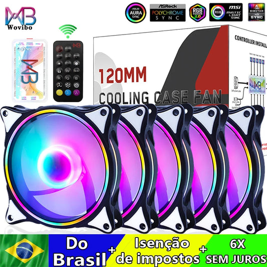 120mm Friador De Ventilador De Computador 6PIN RGB 12 Cm Silencioso Ventilador 5V RGB Velocidade De Ventilador Aura Sync
