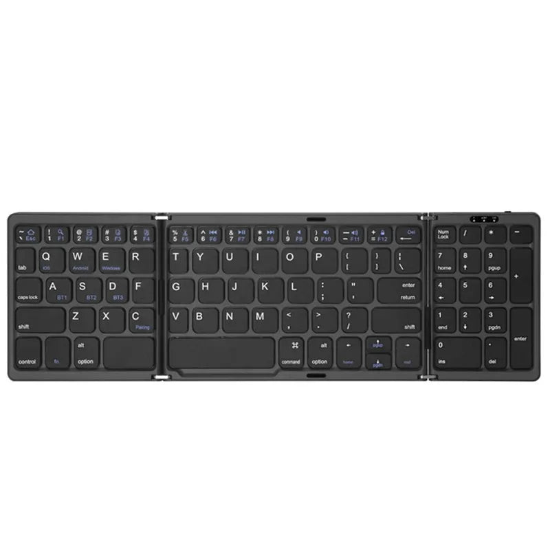 3-Folding Keyboard with Touchpad Dual Bluetooth Keyboard Portable Rechargeable Mini Keyboard for Laptop Windows Android IOS