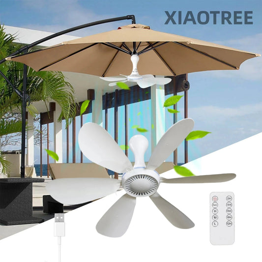 Silent 6 Leaves USB Powered Ceiling Canopy Fan with Remote Control Timing 4 Speed Hanging Fan for Camping Bed Dormitory Tent New