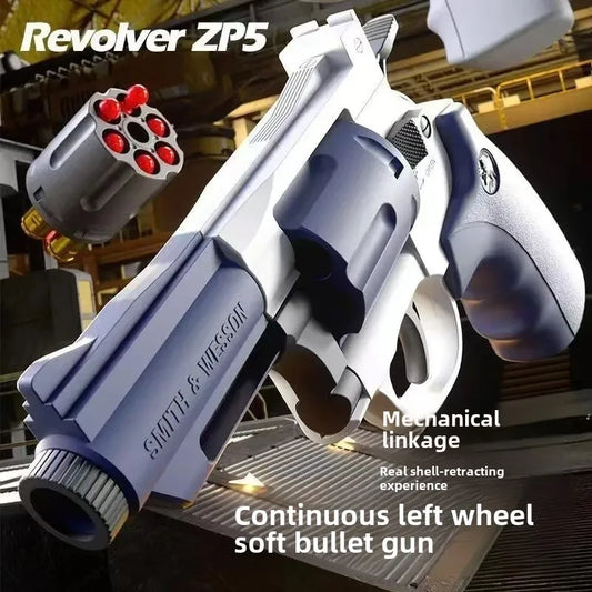 Soft Bullet Toy Gun Set with Ejecting Revolver for Kids, One-Key Detachable Pistol, Continuous Shooting