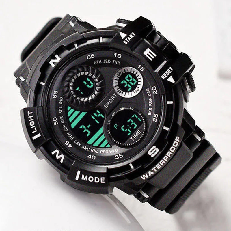 YIKAZE Men's Digital Electronic Watch Sports Glow 55mm Large Dial Student Outdoor Adventure Trend Multifunctional Watches Clock