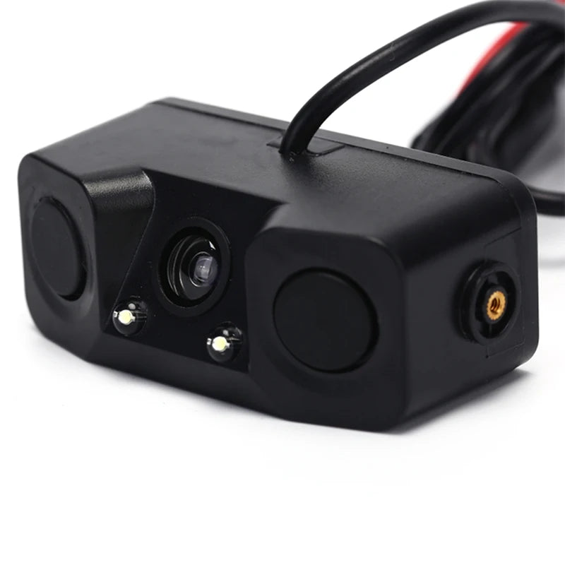 3 in 1 Car Parking Sensor Car Reverse Backup Rear View Camera with 2 Radar Detector Sensors Indicator Buzzer Alarm Car Camera