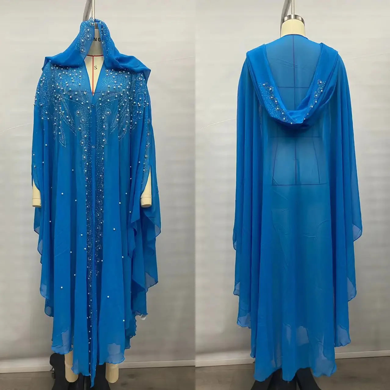 Thin Hooded Cloak Women Clothing Cape Dress Fashion Clothes Vintage Streetwear Ponchos Coats Jackets Bling Diamond Party