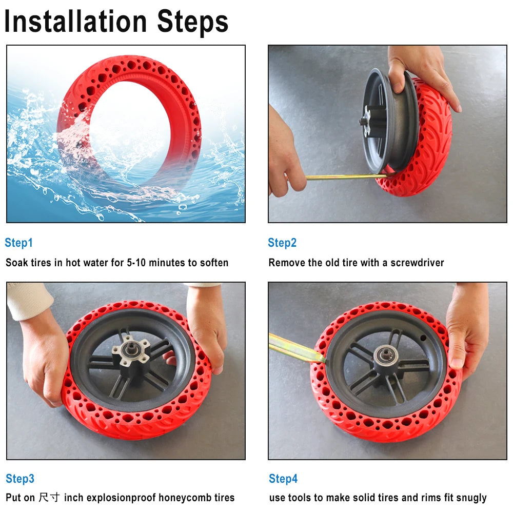 Solid Rubber Tyres 8 1/2 for xiaomi M365 pro 2 1S Electric Scooters Puncture-proof Tyres 8.5 Inch 8.5" Wheels Hard Rubber Tyres