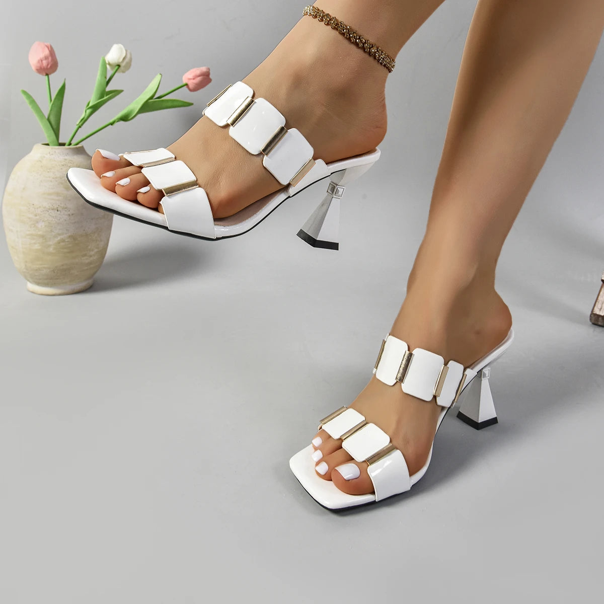 Shoes for Women 2025 Women Fashion Spring Summer High Heel Sandals Lady Sexy Comfortable Female Cute PU Sandals Women Shoes
