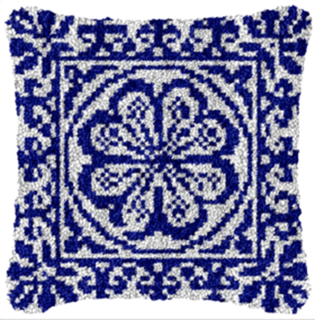 Smyrna Flower Latch Hook Kit Mats Cushion Pillow DIY Crafts Simple Cushion Embroidery Latch Hook Rug Needlework Button Packages