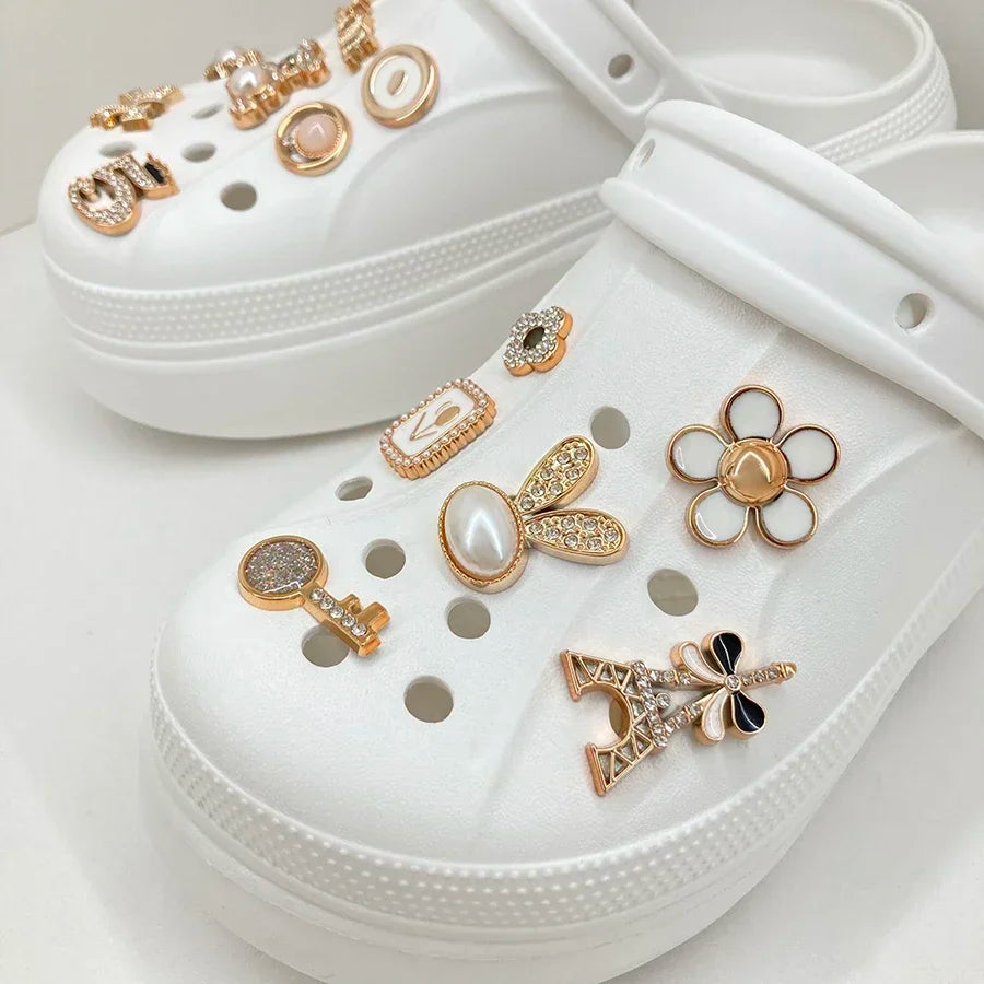14PCS Shoe Charms Rhinestone Pearl Decorations DIY Detachable Pins for Crocs Clogs Sandals Sneakers Jewelry Accessories