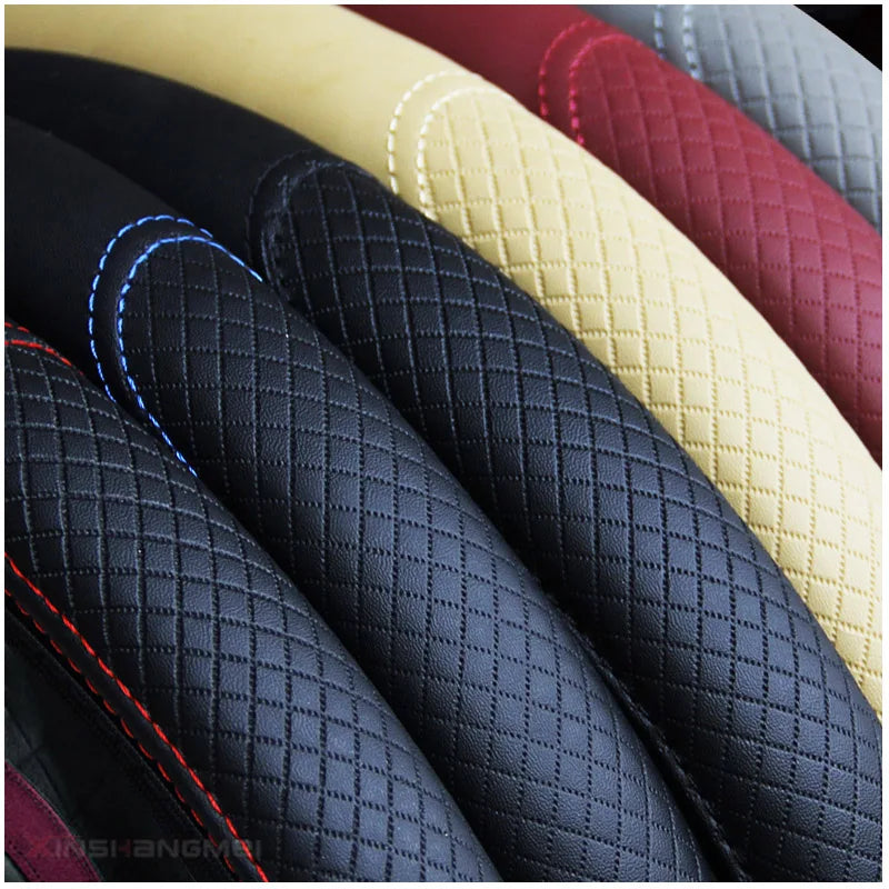 PU Leather Embossed Three-dimensional Car without Inner Ring Steering Wheel Cover for 14.5-15 Inches of Automotive Supplies