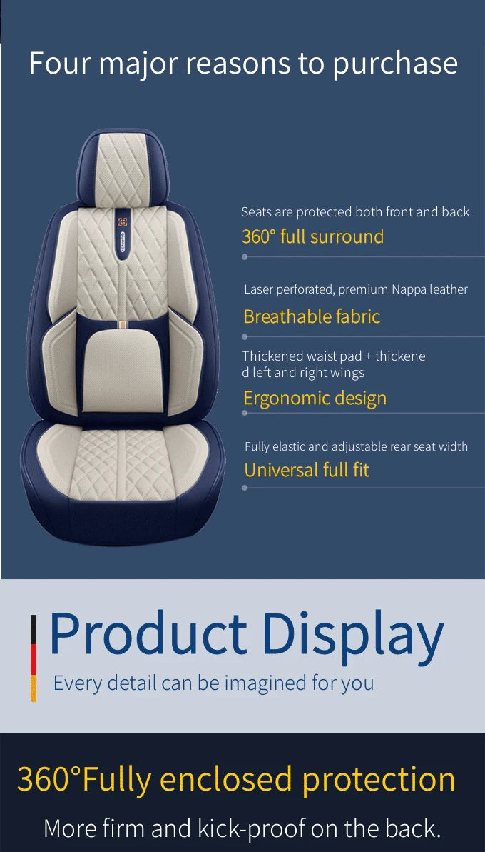 PU leather car seat cover, suitable for most 5-seat cars, split seat cover, waterproof and anti-fouling, easy installation,