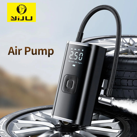 YIJU Rechargeable Car Air Pump Tire Inflator Portable Compressor Digital Cordless Car Tyre Inflator For Motocycle Bicycle Balls