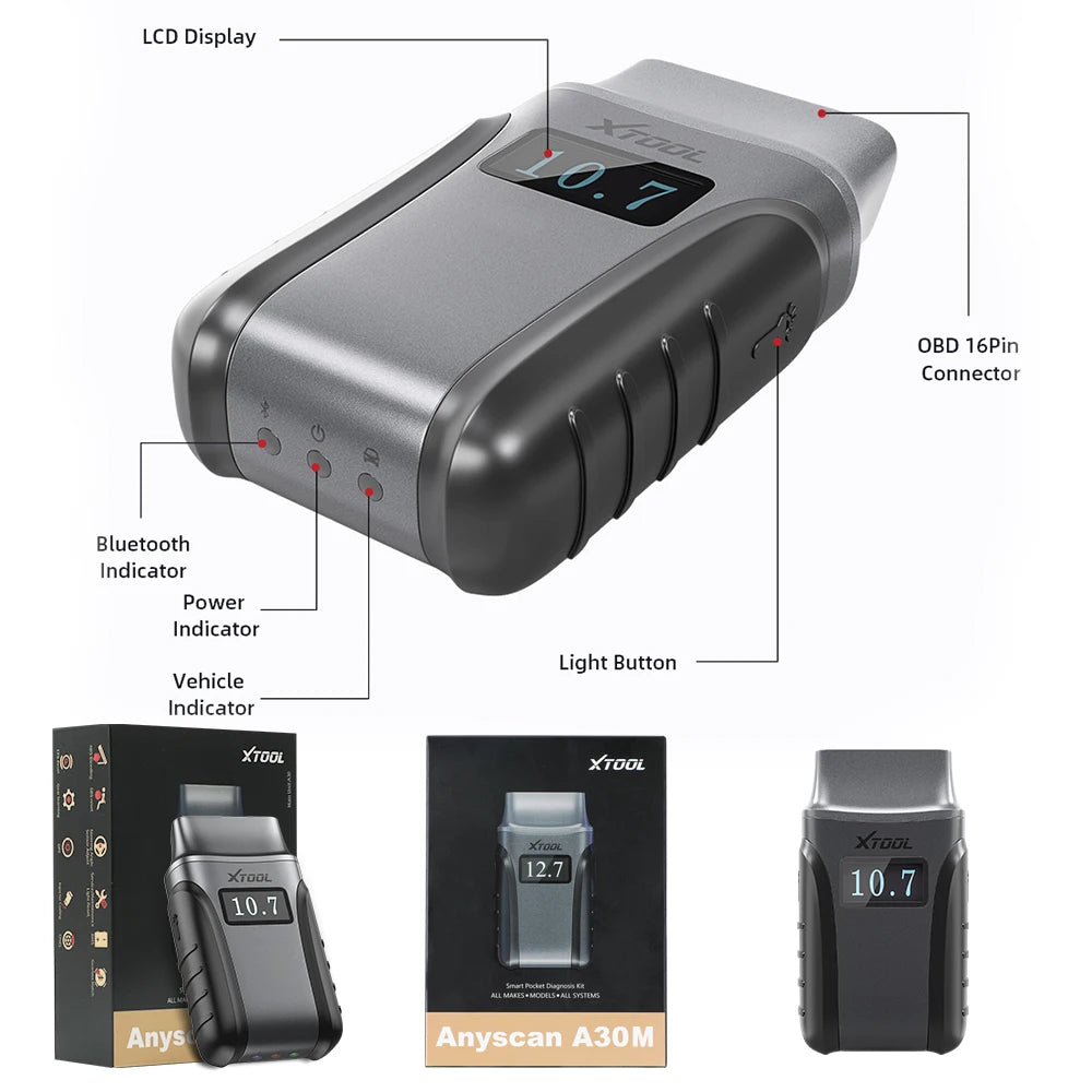 XTOOL Anyscan A30M Bluetooth OBD2 Scanner Car Diagnostic Tools 26+ Reset Service Code Reader FCA AUTOAUTH Lifetime Free Update