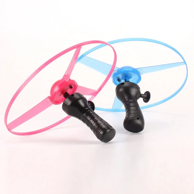1pc Pull Wire Glow UFO Funny Spinning Flyer Luminous LED Light Handle Top Classic Toys for Kids Outdoor Sport Parent-child Game