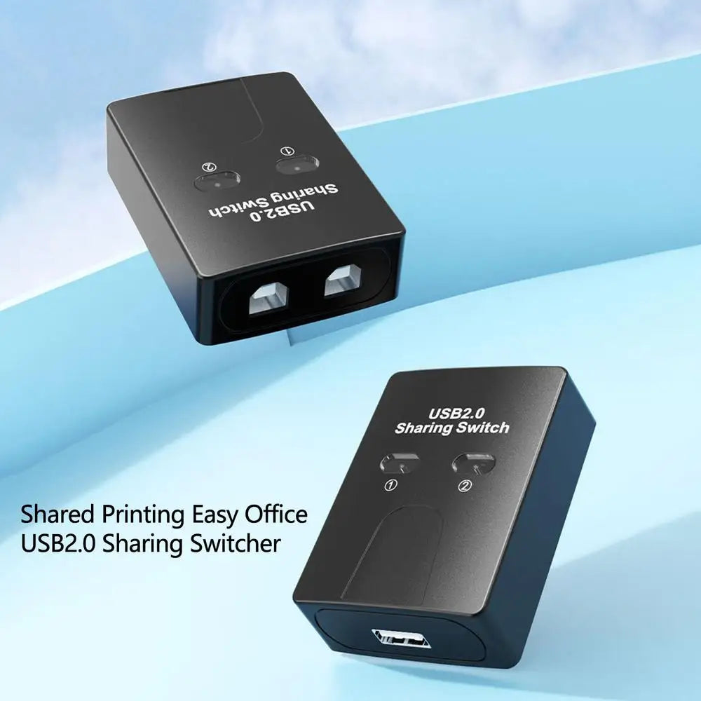 2 Port USB Switch Manual USB HUB Two Computers Share U Disk Printer Devices Two In One Out USB 2.0 Sharer With Cable