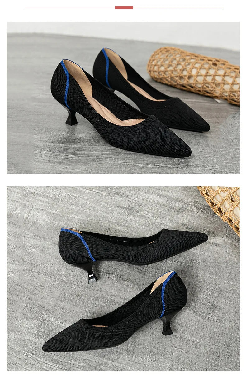 Women's high heels shoes  2025 new spring  / autumn / fashion beautiful breathable sweat absorbing comfortable shallow mouth p - Belvar