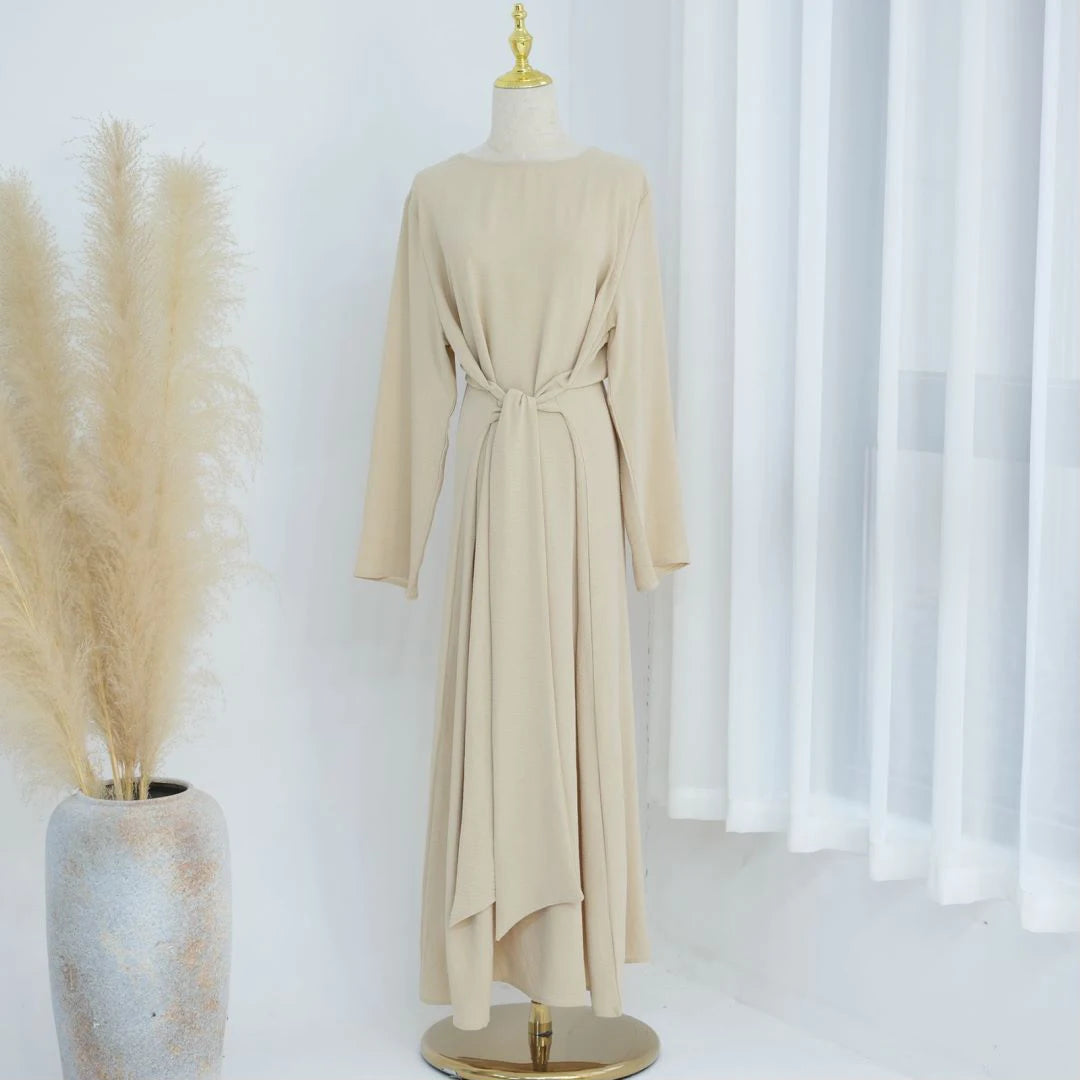 Uni Elegant Ramadan Muslim Modest Dress For Women Eid Arabic Turkey Kaftan Dresses femme Plain Abaya Dubai Islamic Clothing