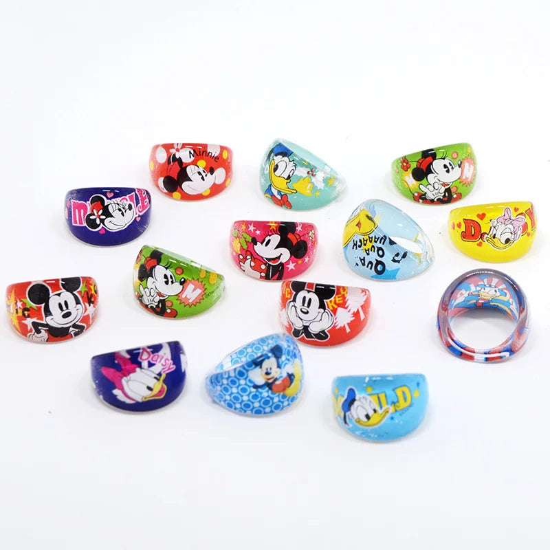 10PCS Anime Stitch Ring Party Favors Kawaii Lilo Stitch Children Acrylic Ring Cartoon Accessories Toy Kids Gift Supplies Ring