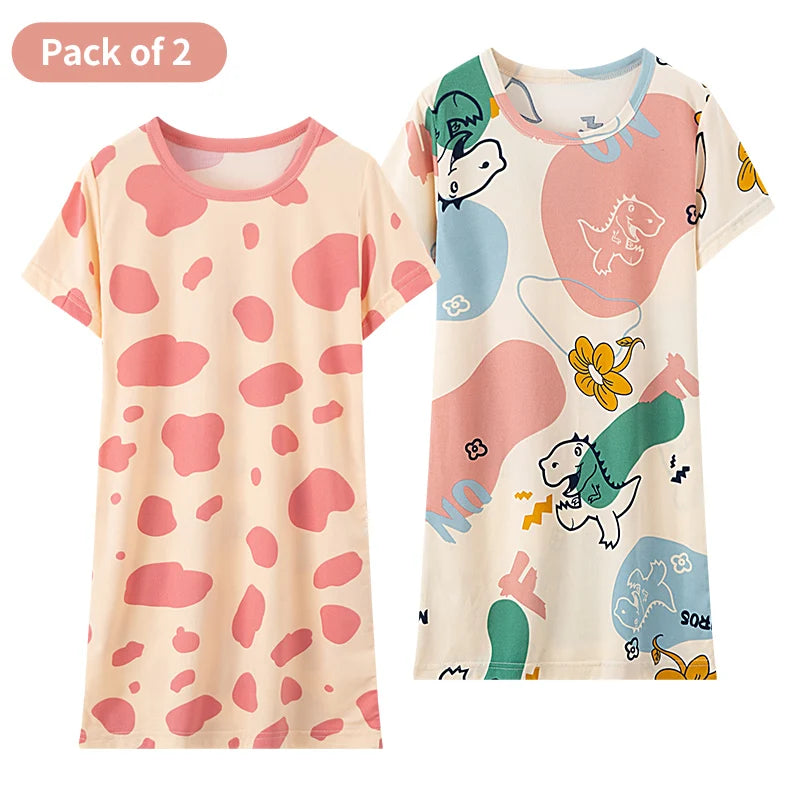 1/2 Piece Summer Children's Dress Girl Sweet And Lovely Casual Fashion Dress Comfortable And Versatile Knee-length Home Dress