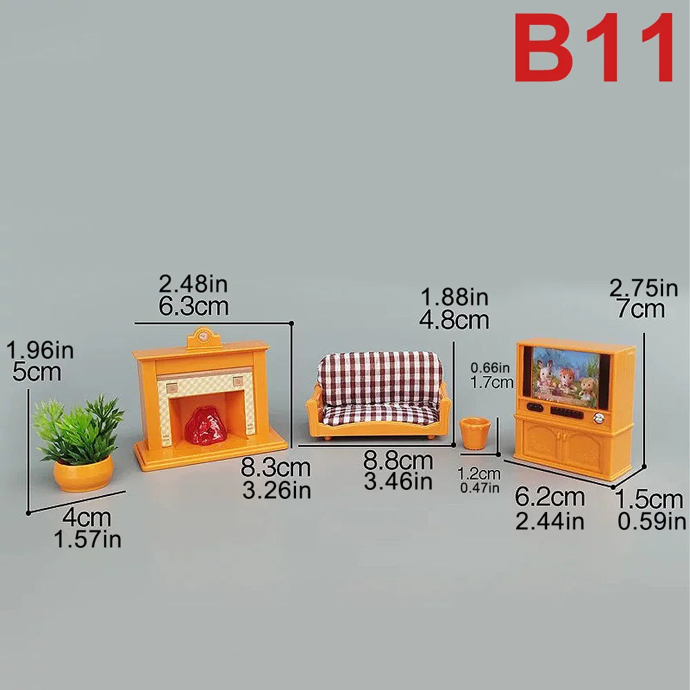 1:12Dollhouse Miniature Furniture Toys Set DIY Forest Family Kids Girls Pretend Play Furniture Toys Gift for Christmas Birthday