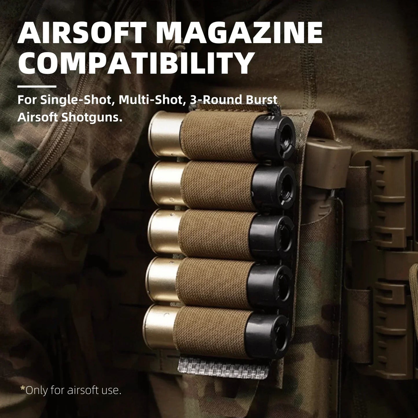 12 Pack Airsoft Shotgun Shells, 15 Round BBs Standard Airsoft Magazine for Multi & Single-Shot Airsoft Shotguns Accessories