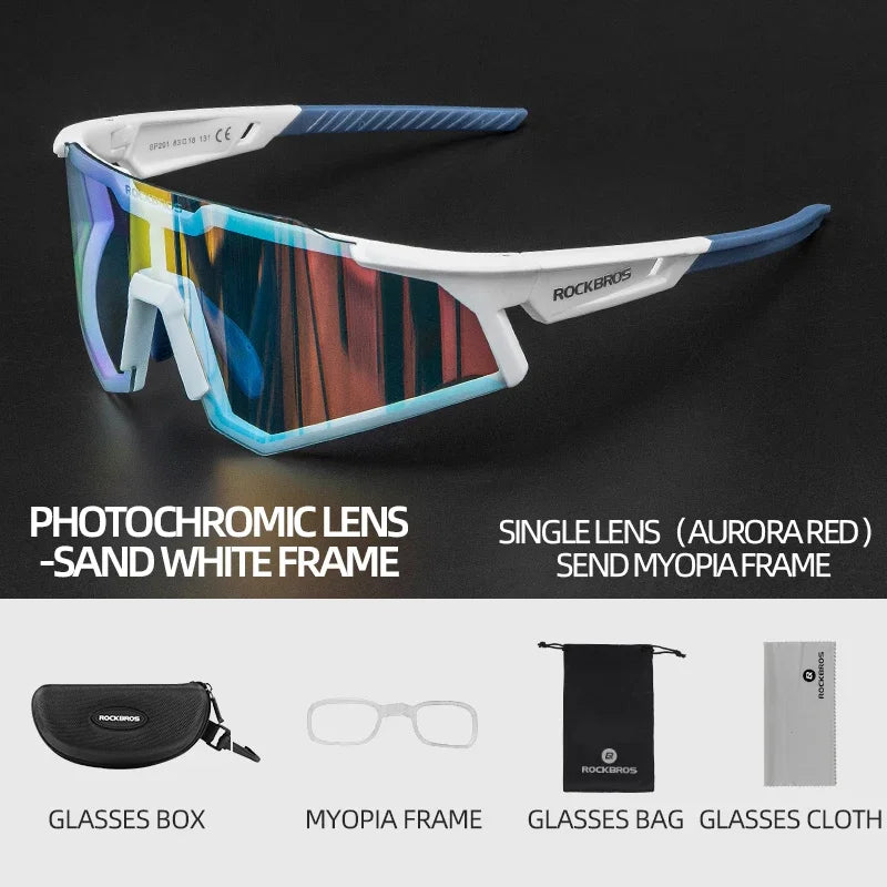 ROCKBROS Cycling Glasses Sun Protection Photochromic Bike Sunglasses Eyewear Sport Polarized Lens Glaases Bicycle Glasses