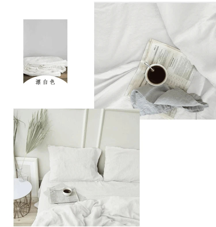 Washed Linen Bed Sheets, Natural Linen Bed Sheets, 1-Piece Set, Breathable and Super Soft Bedding (Excluding Pillowcases)