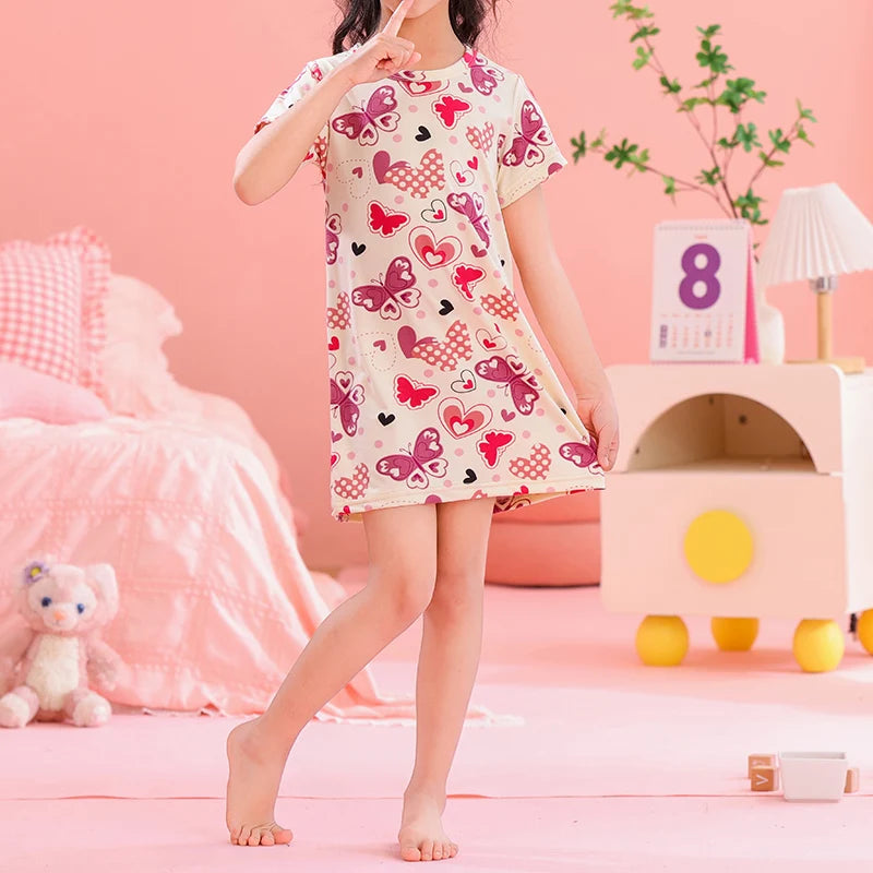 1/2 Piece Summer Children's Dress Girl Sweet And Lovely Casual Fashion Dress Comfortable And Versatile Knee-length Home Dress