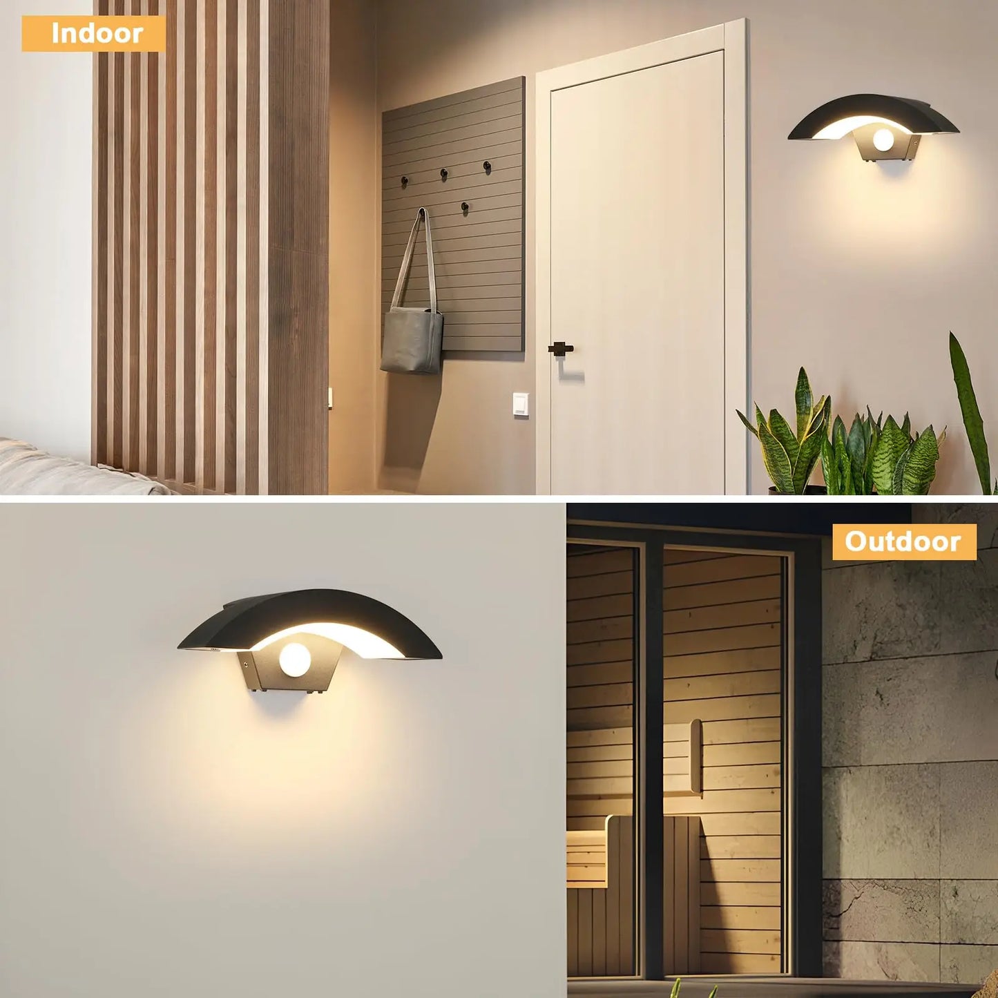 2 Pack Outdoor Wall Light, 12W Modern Exterior Wall Lighting with Motion Sensor, IP65 Waterproof Black Wall Lamp for Entryway