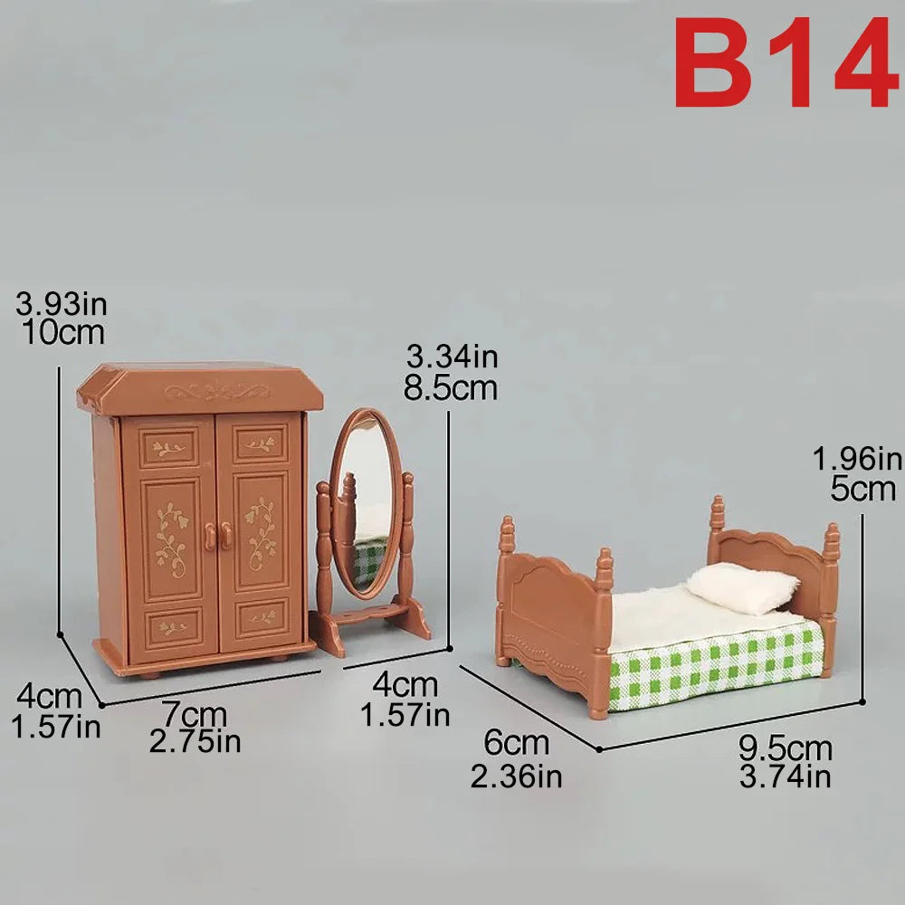 1:12Dollhouse Miniature Furniture Toys Set DIY Forest Family Kids Girls Pretend Play Furniture Toys Gift for Christmas Birthday