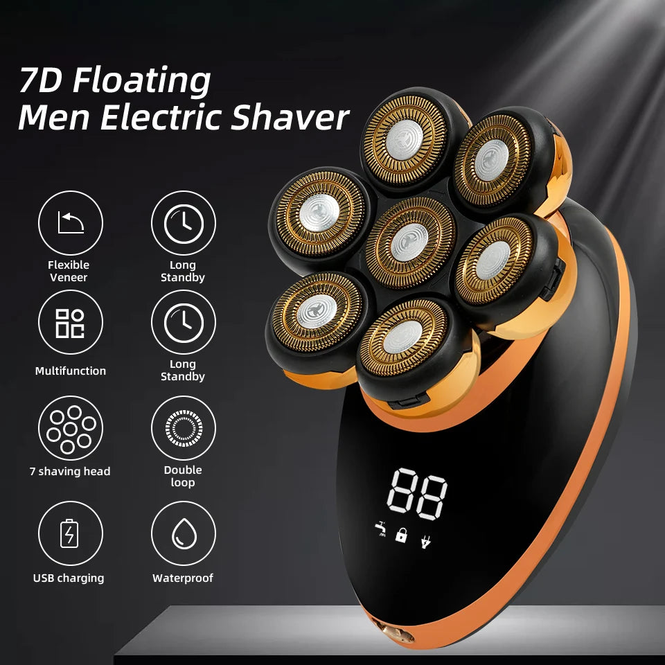 2025 7-Head Electric Shaver USB Dharging Stainless Steel Blades Men's Quick Shaving Beard Trimmer Hair Trimmer As A Gift For Men