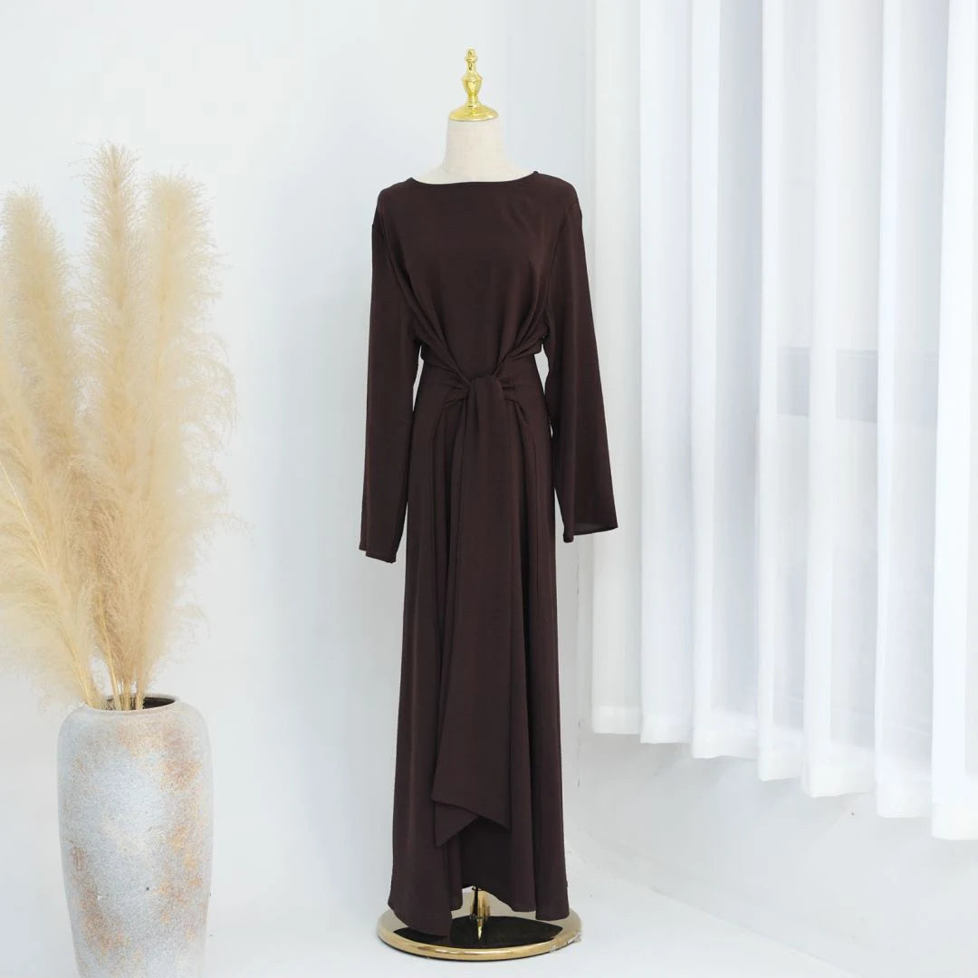 Uni Elegant Ramadan Muslim Modest Dress For Women Eid Arabic Turkey Kaftan Dresses femme Plain Abaya Dubai Islamic Clothing