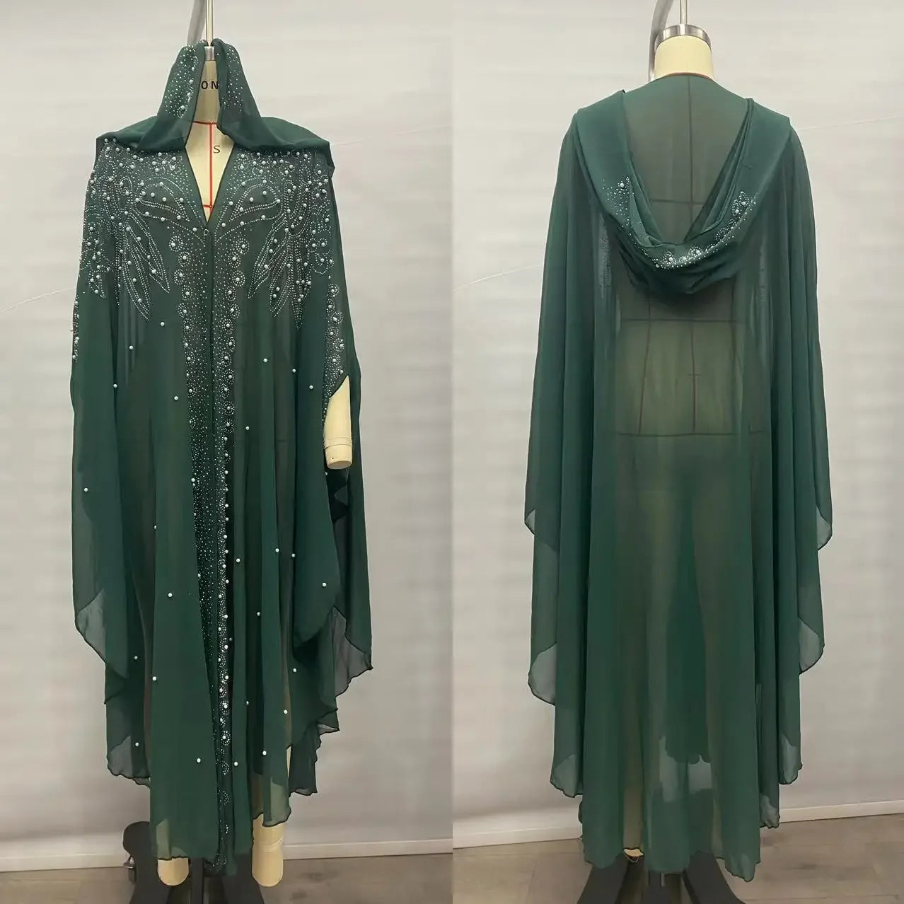 Thin Hooded Cloak Women Clothing Cape Dress Fashion Clothes Vintage Streetwear Ponchos Coats Jackets Bling Diamond Party