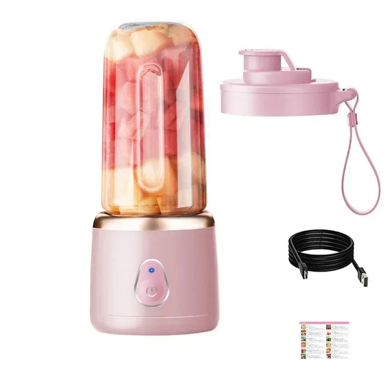 Portable Juicer for Shakes Smoothies Rechargeable USB 400ML Traveling Fruit Juicer Double Cup Fruit Blender Juicer Cup
